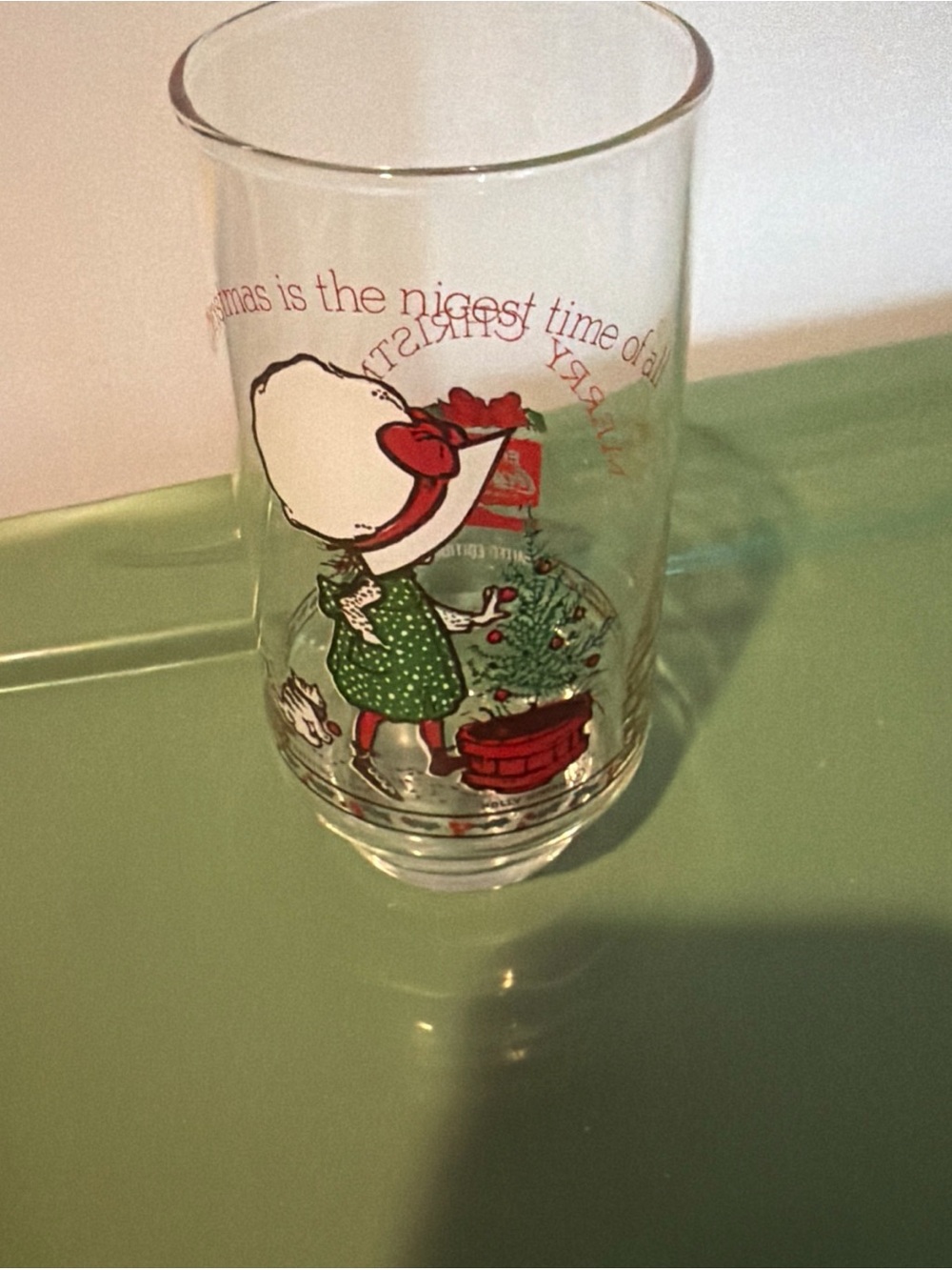 Vintage 1982  Holly Hobbie Coca Cola Limited Edition Christmas Glass